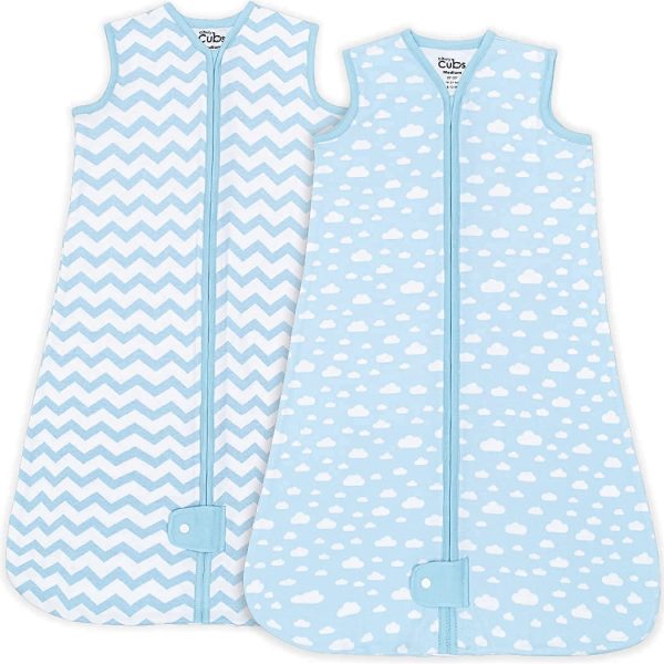 Sleep Bag, Sack for Baby, 2 Pack, Breathable Wearable Blanket Swaddle for Newborns and Toddlers, Cute and Comfortable Onesie, Cotton Softness by  (Blue,Small) - Image 2