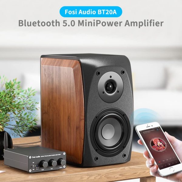 BT20A Bluetooth 5.0 Stereo Audio 2 Channel Amplifier Receiver Mini Hi-Fi Class D Integrated Amp 2.0 CH for Home Speakers 100W x 2 with Bass and Treble Control TPA3116 (with Power Supply) - Image 5