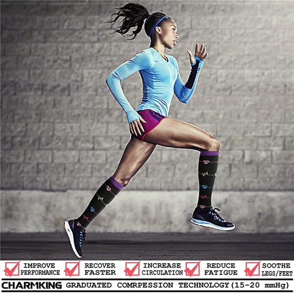 CHARMKING Compression Socks for Women & Men Circulation 15-20 mmHg is Best - Image 3