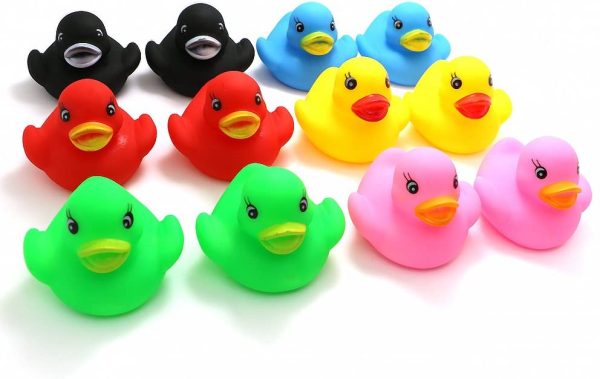 Novelty Place [Float & Squeak] Rubber Duck Ducky Baby Bath Toy for Kids Assorted Colors (12 Pcs) - Image 4