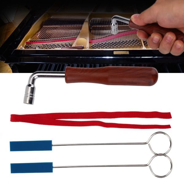 Piano Tuning Kits, 6Pcs Piano Tuning Hammer Tools Including Tuning Hammer Temperament Strip Short Mute with Handle and Long Mutes DIY Piano Fixing Kit - Image 5