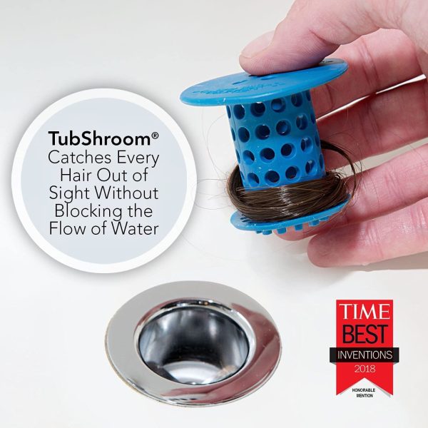 TubShroom TSBLU454 The Revolutionary Tub Drain Protector Hair Catcher/Strainer/Snare, Blue - Image 2