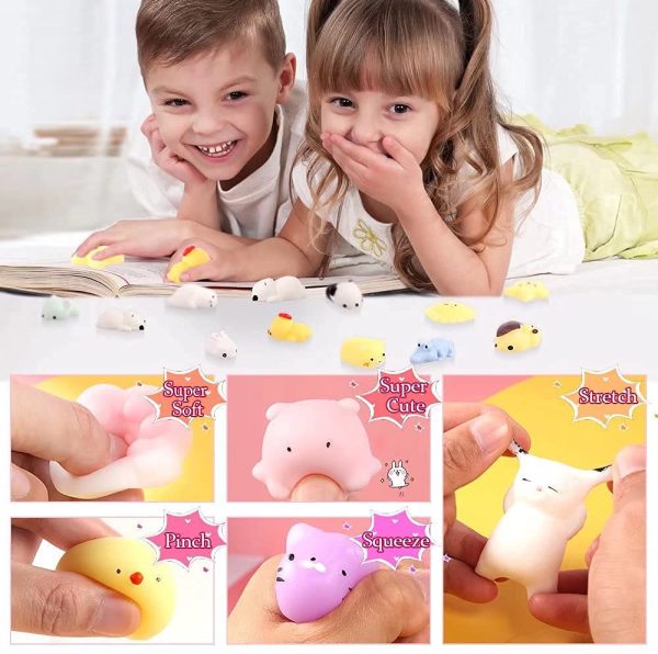 Moj Moj Squishies Easter Egg Fillers Squishy Toys for Kids Preteens Adults 24pcs Mochi Squishies Mini Kawaii Squishies, Party Favors Toy Gifts for Kids, Squishies Cat with Cartoon Bag, Stress Smile Toys for Girls & Boys - Image 2