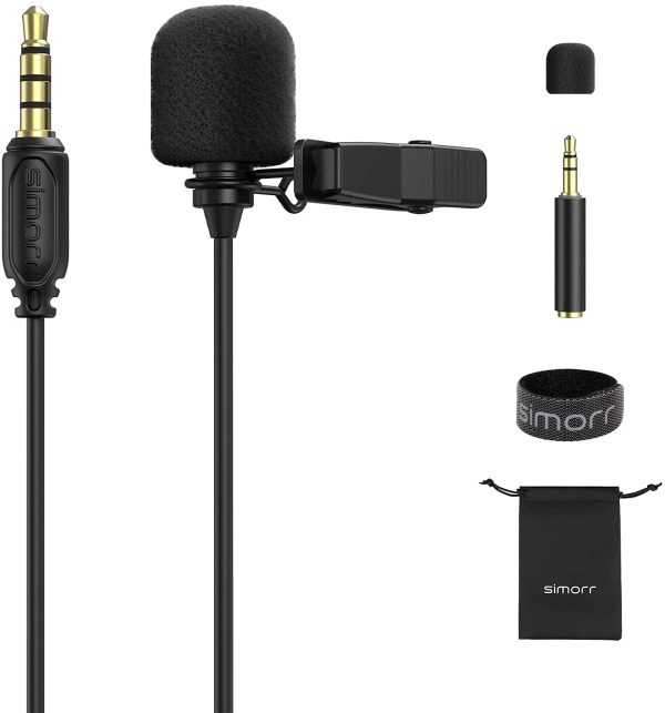 simorr Wave L1 3.5mm TRS/TRRS Professional Lavalier Microphone for Mobile Phone, Computer and Tablets for Youtube Video Shooting, Video Conference, Vlogging Lapel Clip-on Mic Cable Length 2M / 6.5ft [Balck] - 3388 - Image 3