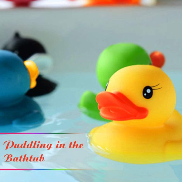 Novelty Place [Float & Squeak] Rubber Duck Ducky Baby Bath Toy for Kids Assorted Colors (12 Pcs) - Image 3