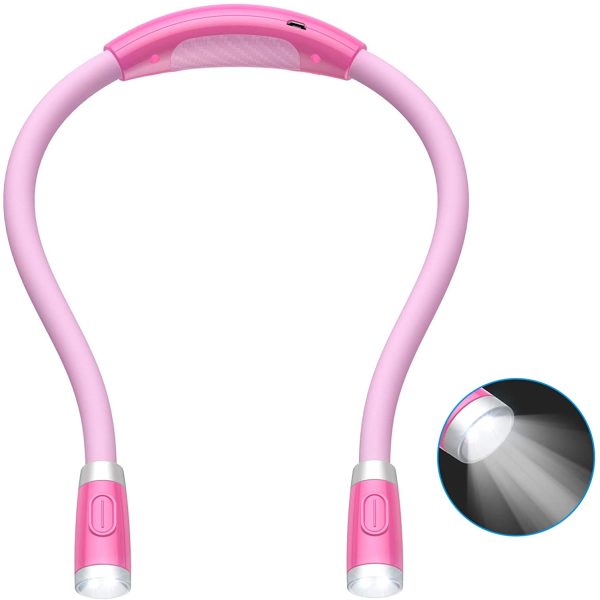 LED Neck Reading Light, Book Light for Reading in Bed, 3 Brightness Levels, Bendable Arms, Rechargeable, Long Lasting, Perfect for Reading, Knitting, Camping, Repairing (Pink) - Image 3