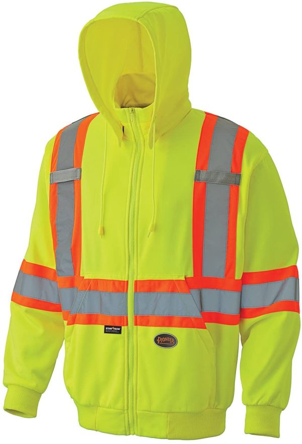 Pioneer V1060560-XS High Visibility Safety Hoodie, Micro Fleece, Yellow-Green, XS - Image 4