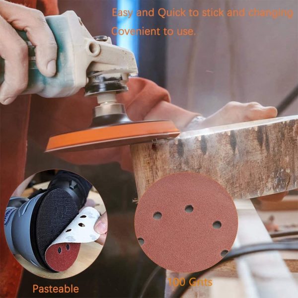 10pcs 7 Inch 8 Hole Hook and Loop Sanding Disc 100Grit Flocking Sandpaper for Random Orbit Sander - Image 4