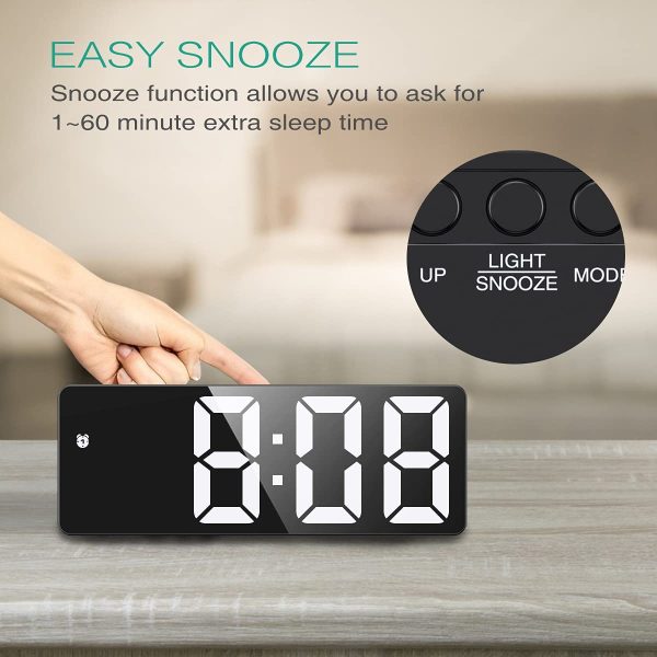 Digital Alarm Clock, Small Desk Clock, Led Alarm Clock with USB Port for Charging, Adjustable Brightness, Snooze, Suitable for Bedroom, Office - Image 5