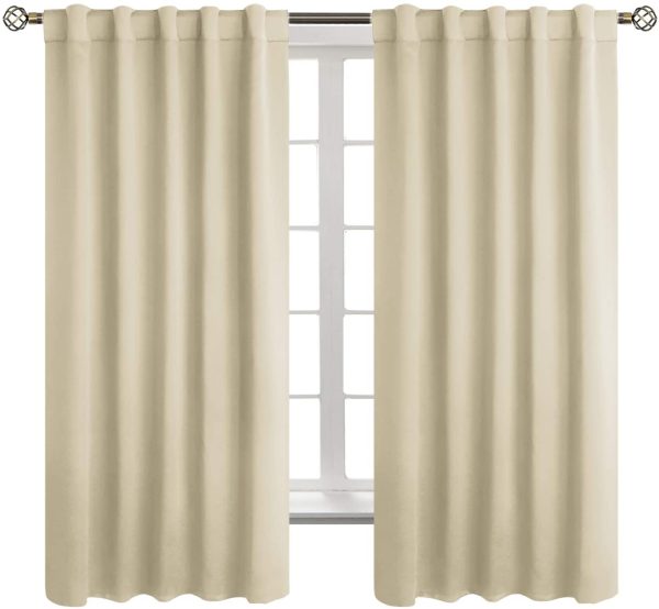 BGment Rod Pocket and Back Tab Blackout Curtains for Bedroom - Thermal Insulated Room Darkening Curtains for Living Room, 2 Window Curtain Panels of 42 x 63 inch, Beige - Image 3