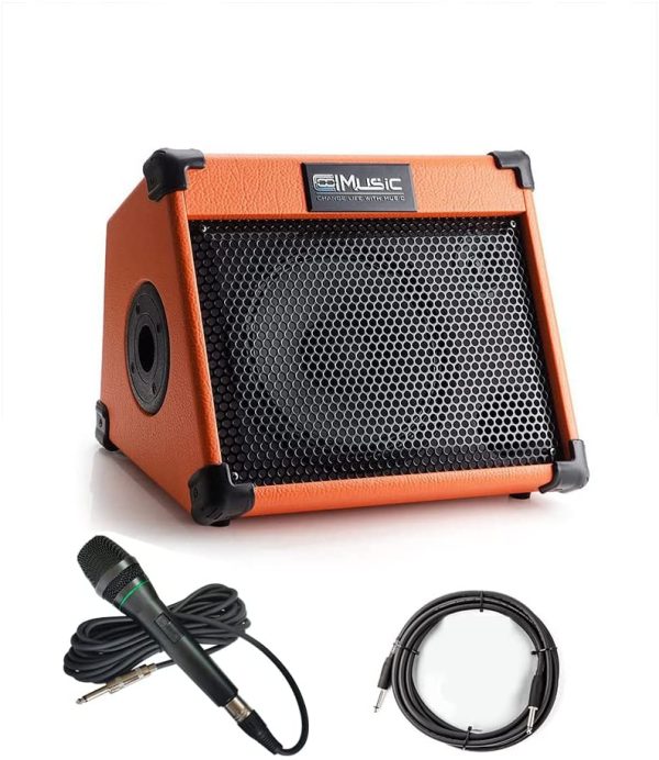 Acoustic Guitar Amplifier, 20 Watt Portable Bluetooth Amp for Guitar Acoustic with Reverb Chorus Effect, 3 Band EQ(Including Microphone and Guitar Cable)