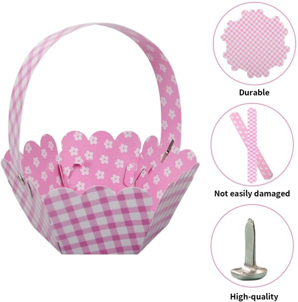 Dekewe Easter Basket Easter Eggs Hunt Basket Bunny and Eggs Happy Easter Mini Paper Baskets with Handle for Kids Easter Party decorations (12 pcs) - Image 2