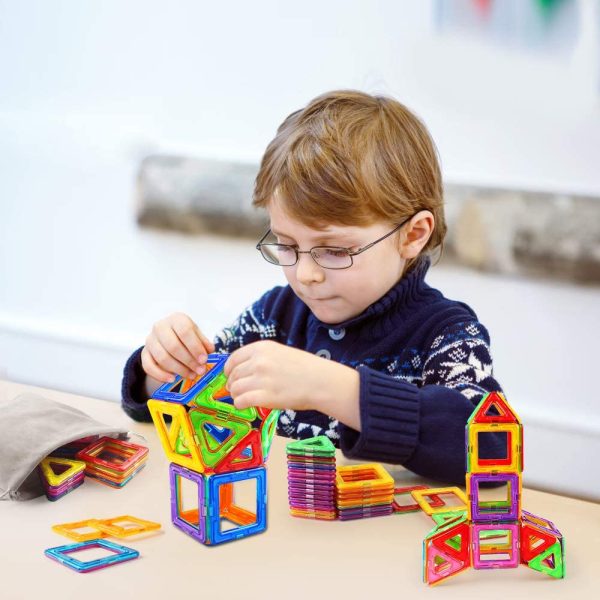 Tomons Magnetic Building Blocks Magnetic Tiles for Kids, Magnetic Blocks Stacking Blocks with Storage Bag - 36 PCS - Image 6