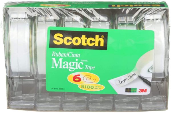 Scotch 7100113449 Tape Magic Tape, 19mm Wide X 21.5M, 6 Rolls in Dispensers, Office Tape - Image 2