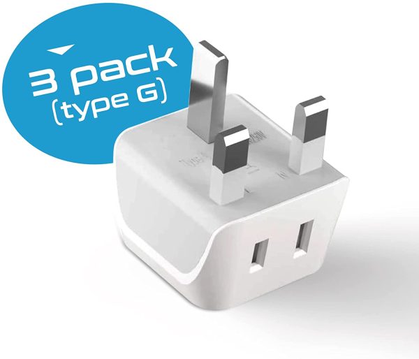 Canada to UK, England Travel Adapter (Type G) - Dual Input - Ultra Compact - Charge your Cell Phone, Laptops, Tablets (CT-7, 3 Pack) - Image 7