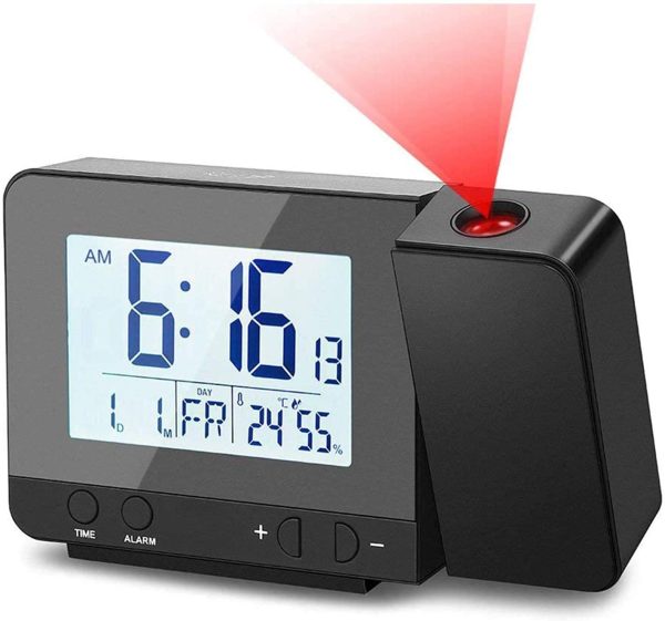 Projection Alarm Clock, Digital Projection with Temperature Time Internal Humidity, USB Powered & Battery Operated, LCD Display Dual Alarm Clocks - Image 4