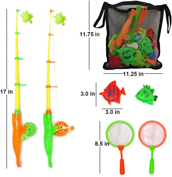 Magnetic Fishing Game Bath Toys for Kids Ages 4-8, 2 Fishing Poles 2 Fishing Nets and 38 Floating Magnet Ocean Sea Animals Bathtub Toys for Kids - Image 6