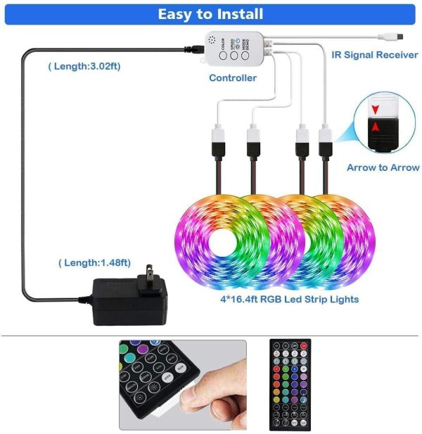 LED Strip Lights, KIKO Smart Color Changing Rope Lights 65.ft 20m SMD 5050 RGB Light Strips with Bluetooth Controller Sync to Music Apply for TV, Bedroom, Party and Home Decoration - Image 5