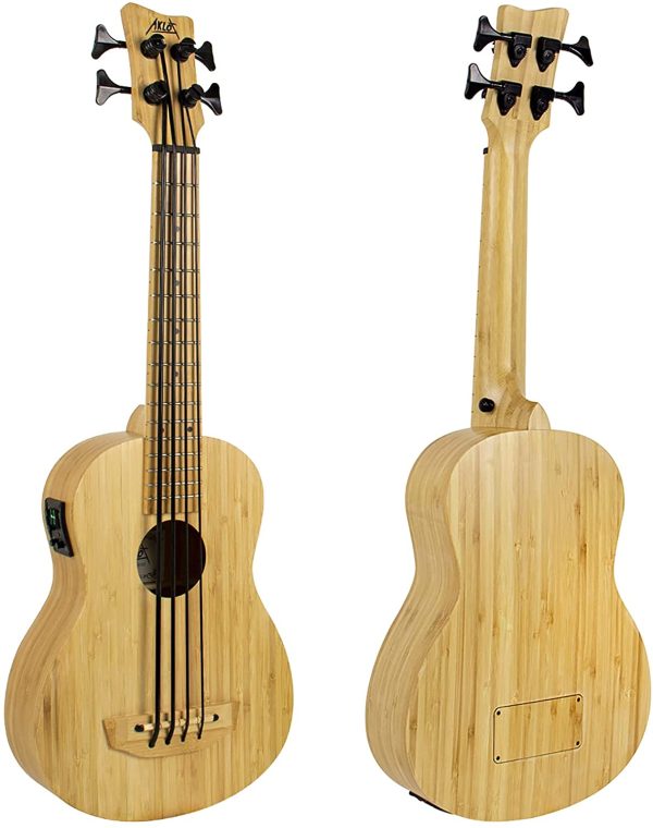 AKLOT Bass Ukulele Bamboo Electric Bass Baritone 30" Ukulele Solid Wood with Gig Bag Tuning Wrench Humidifier - Image 7