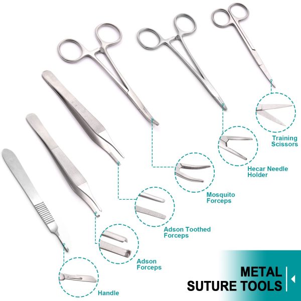 Suture Practice Kit for Suture Training, Including Silicone Suture Pad with 17 Pre-Cut Wounds, Suture Tool kit, Suture Thread and Needle - Image 4