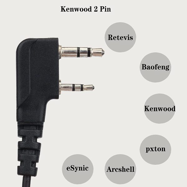 Retevis Radio Earpiece 2 Pin Acoustic Tube Headset for Kenwood 2 Way Radios HYT BAOFENG BF-UV5R 888S Retevis RT22 RT27 RT15 RT19 RT67 Walkie Talkies(1 Pack) - Image 6