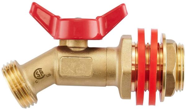 Lead-Free Brass Water Ball Valve Container Spigot w/Build-in Bulkhead Fitting,3/4"Male G Threaded to 3/4" Male GHT Outlet,Rain Barrel Inlet Outlet Quarter Turn Spigot - Image 3