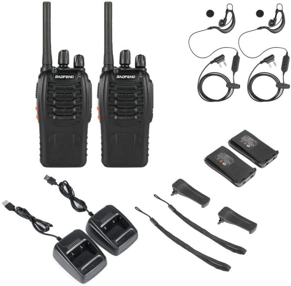 BaoFeng BF-888S(BF-88A) FRS Radio Walkie Talkie 0.5W 16-Channel Two Way Radio with Earpiece, LED Flashlight, USB Charger 4 Pack