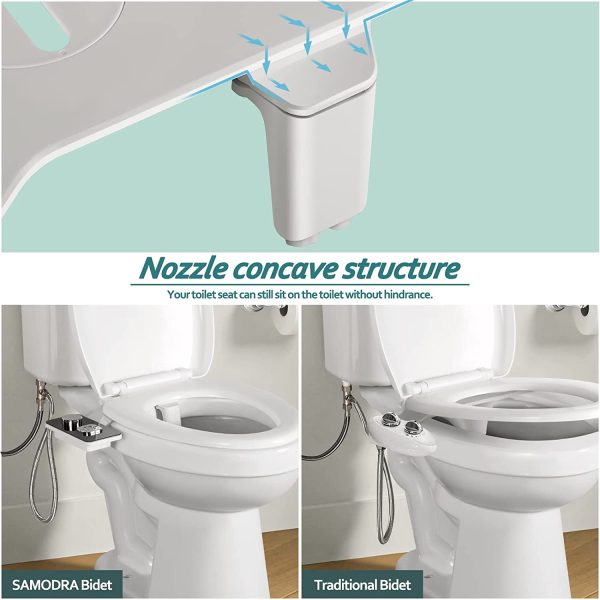 Bidet Attachment -  Non-Electric Cold Water Bidet Toilet Seat Attachment with Pressure Controls,Retractable Self-Cleaning Dual Nozzles for Frontal & Rear Wash - Black - Image 8