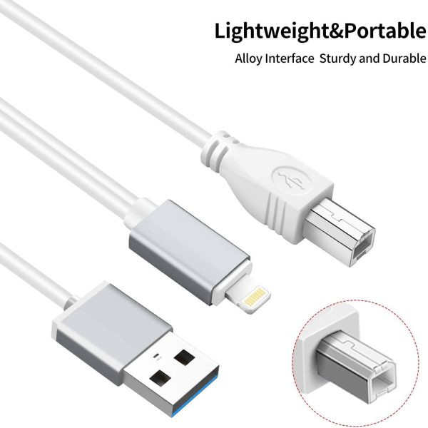 USB 2.0 Type-B OTG Adapter and Charging MIDI Cable Compatible iOS Devices to Midi Controller, Electronic Music Instrument, Midi Keyboard, Recording Audio Interface, USB Microphone, 3.3FT - Image 3