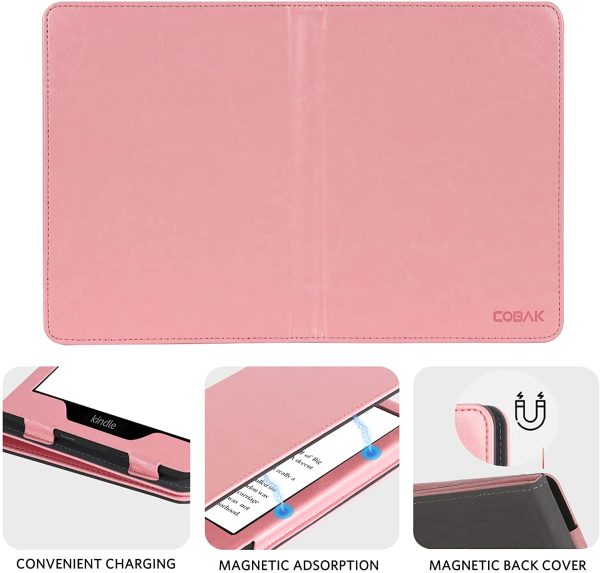 CoBak Kindle Paperwhite Case - All New PU Leather Smart Cover with Auto Sleep Wake Feature for Kindle Paperwhite Signature Edition and Kindle Paperwhite 11th Generation 2021 Released, Pink - Image 7