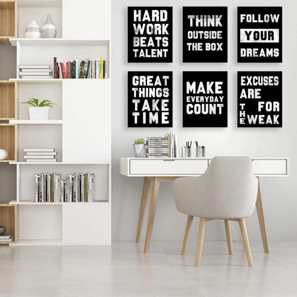 Homanga Motivational Wall Art Posters, Positive Office Decor Art Prints, Set of 6, Inspirational Quote Wall Art for Office Living Room Bedroom, Canvas Posters 20x25 cm Unframed - Image 2