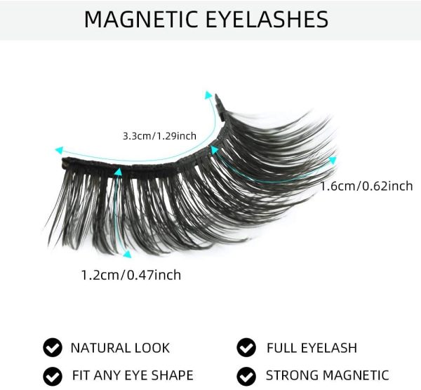 Magnetic Eyelashes and Eyeliner Kit, Waterproof Magnetic Eyeliner for Natural Magnetic Eyelashes Set With Reusable False Lashes (3 Pairs) - Image 7