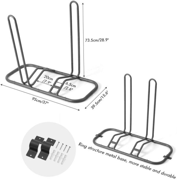 Bike Rack Bicycle Floor Parking Stand for 2 Bikes, Adjustable Dual Purposes Bike Storage Holder for Garage, 2 Extra Floor Anchor Brackets Available, Indoor and Outdoor Use - Image 8