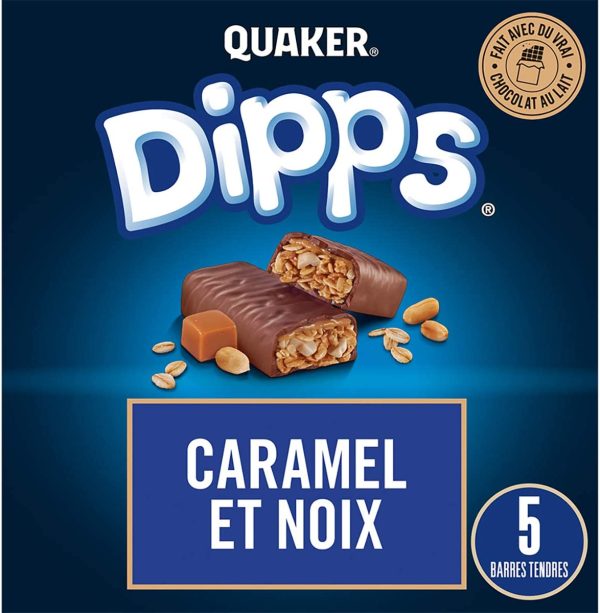 QUAKER Dipps Caramel Nut Granola Bars (5 Bars x 31 g), 156 g (Pack of 12)