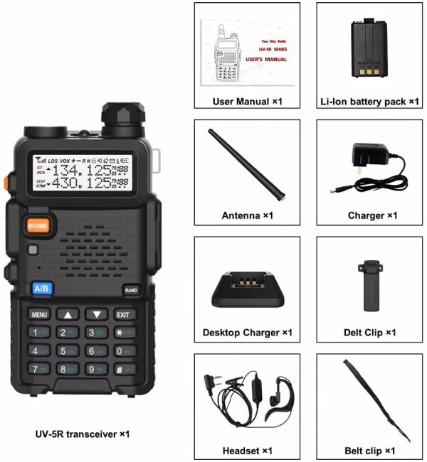 UV-5R 5W Long Range Handheld Ham Radio with Earpiece