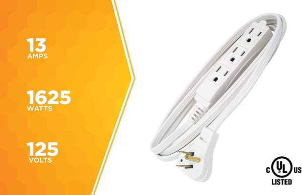 2-PACK - SlimLine 2241 Flat Plug Extension Cord, 3-Wire, White, 8-Foot - Image 2