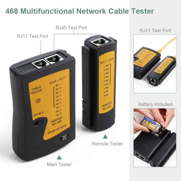 YISSVIC Network Cable Tester 13 in 1 Network Repair Kit with 10Pcs RJ45 Connectors and 2M Network Cable - Image 2