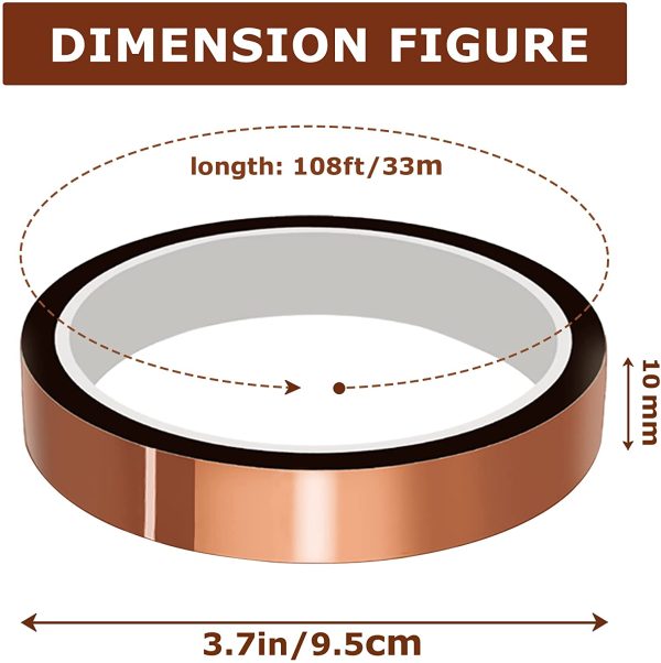 2 Rolls 10mm X 33m 108ft Heat Tape Heat Resistant Tape Heat Transfer Tape Thermal Tape High Temp Tape High Temperature Tape Heat Tape for Sublimation for Heat Press No Residue - Image 4