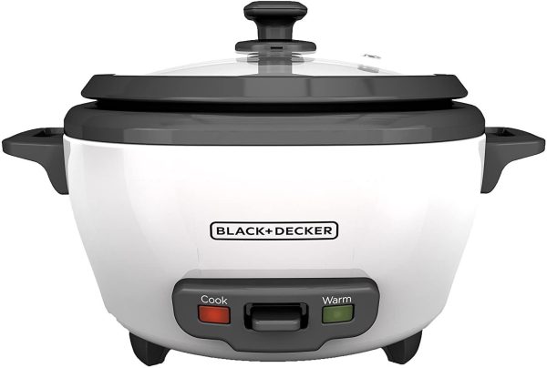 BLACK+DECKER 2-in-1 Rice Cooker and Food Steamer, 6 Cup (3 Cup Uncooked), White, RC506C