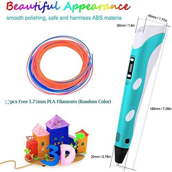 3D Pen upgrade Intelligent 3D Printing Pen with Smoother Experience 3D Art Printing Printer Pens with LCD Screen Automatic Feeding include12 Colors PLA Filament Refills,Interesting Gifts for All Ages. - Image 7