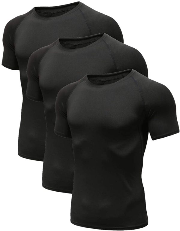 Men's (Pack of 3) Cool Dry Compression Short/Long Sleeve Sports Baselayer T-Shirts Tops - Image 2