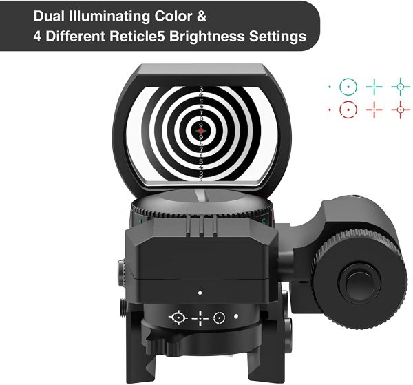 Feyachi RSL-18 Reflex Sight - 4 Reticle Red & Green Dot Sight Optics with Integrated Red La-ser Sight Less Than 5mW Output - Image 5