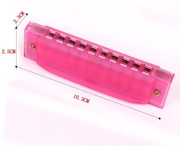 OFKPO 2 PCS Colorful 10 Holes Children Plastic Harmonica Translucent Tuned Musical Educational Toys (Blue and Rose Red) - Image 5