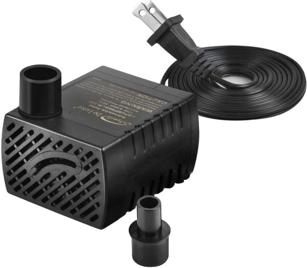 Simple Deluxe 80 GPH Submersible Pump with Adjustable Intake & 6' Waterproof Cord for Hydroponics, Aquaponics, Fountains, Ponds, Statuary, Aquariums & more, 1 year warranty