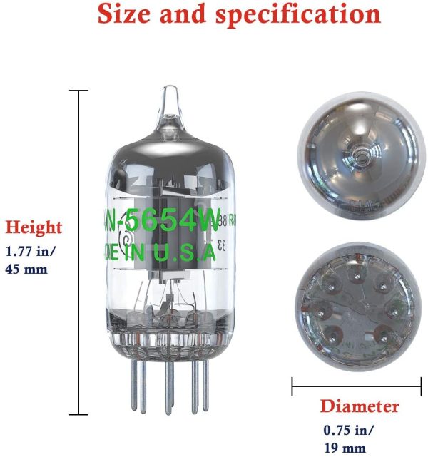 7-Pin 5654W Tested/Matched Vacuum Tubes Substitute for 6AK5 6J1 6J2 6J1P EF95 Preamplifier Tubes (2PCS) - Image 5