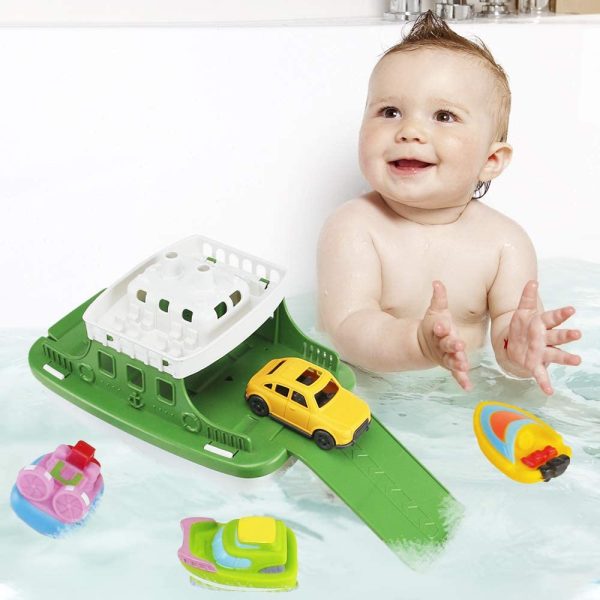 Bath Boat Toy,11 Piece Bath Boat Toy with 4 Mini Cars and 6 Boat Squirters,Floating Boat Toys for Bathtub Bathroom Pool Beach for Toddlers Boys Girls Kids