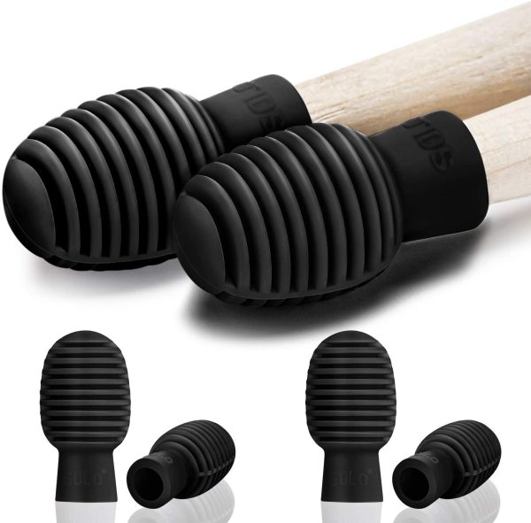 4 Pieces Drum Mute Drum Dampener Silicone Drumstick Silent Practice Tips Percussion Accessory Mute Replacement Musical Instruments Accessory (Black) - Image 7