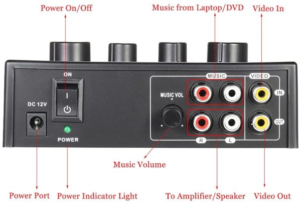 Karaoke Sound Mixer Dual Mic Inputs with Cable - Image 5