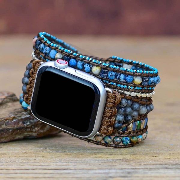 Teepollo Handmade Customized Watch Band Compatible with Apple Watch 38mm/40mm/41mm/42mm/44mm/45mm Stone Wrap Boho Watch Strap Compatible with iWatch 1/2/3/4/5/6/24/SE Series for Women Men - Image 4