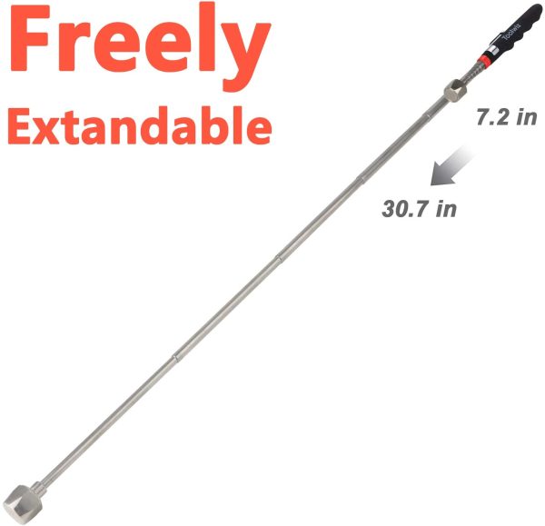 Toolwiz Telescoping Magnetic Pickup Tool 30" 16lb Capacity Automotive Magnet Retriever Rod Stick Retractable Telescope Grabber Wand Retrieval Extendable 7 To 30" (18 - 76 cm) - Image 4